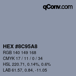 カラーコード: HEX #8C95A8 | qconv.com
