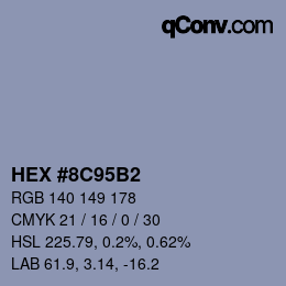 Color code: HEX #8C95B2 | qconv.com