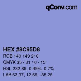 Color code: HEX #8C95D8 | qconv.com