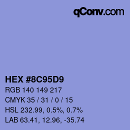 Color code: HEX #8C95D9 | qconv.com