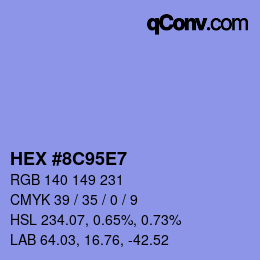 Color code: HEX #8C95E7 | qconv.com