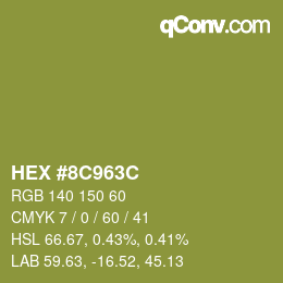 Color code: HEX #8C963C | qconv.com