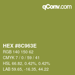 Farbcode: HEX #8C963E | qconv.com
