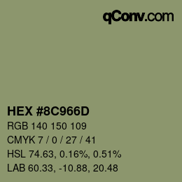 Color code: HEX #8C966D | qconv.com