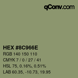 Color code: HEX #8C966E | qconv.com