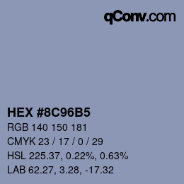 Color code: HEX #8C96B5 | qconv.com