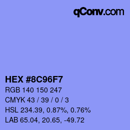 Color code: HEX #8C96F7 | qconv.com