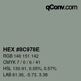 Color code: HEX #8C978E | qconv.com