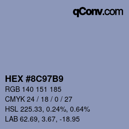 Color code: HEX #8C97B9 | qconv.com