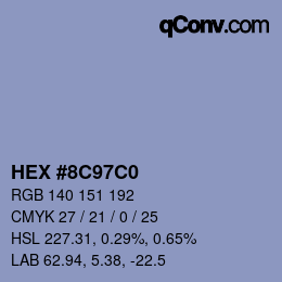 颜色代码: HEX #8C97C0 | qconv.com