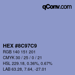 カラーコード: HEX #8C97C9 | qconv.com