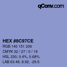 Color code: HEX #8C97CE | qconv.com