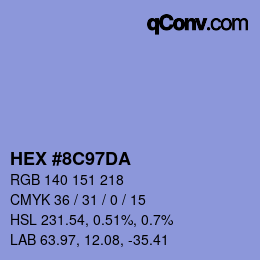 Color code: HEX #8C97DA | qconv.com