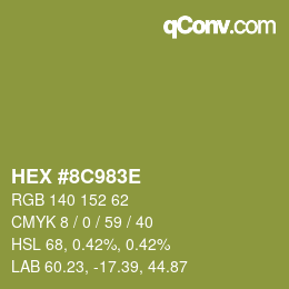 Farbcode: HEX #8C983E | qconv.com