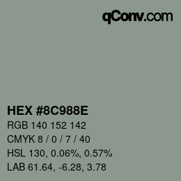 Color code: HEX #8C988E | qconv.com
