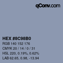 Color code: HEX #8C98B0 | qconv.com