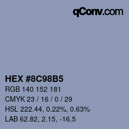 Color code: HEX #8C98B5 | qconv.com