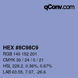 Color code: HEX #8C98C9 | qconv.com