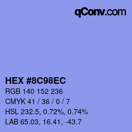 Color code: HEX #8C98EC | qconv.com