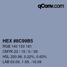 Color code: HEX #8C99B5 | qconv.com