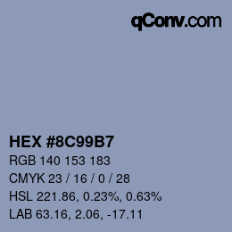 Color code: HEX #8C99B7 | qconv.com