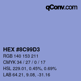 Color code: HEX #8C99D3 | qconv.com