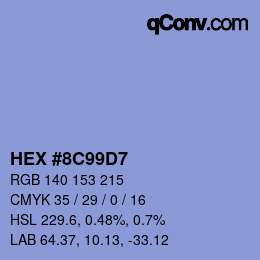 Color code: HEX #8C99D7 | qconv.com