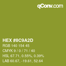 Color code: HEX #8C9A2D | qconv.com