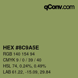 Color code: HEX #8C9A5E | qconv.com