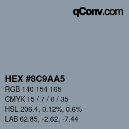 Color code: HEX #8C9AA5 | qconv.com