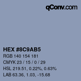 Código de color: HEX #8C9AB5 | qconv.com
