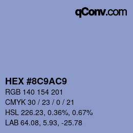 Color code: HEX #8C9AC9 | qconv.com