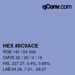 Color code: HEX #8C9ACE | qconv.com