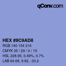 Color code: HEX #8C9AD8 | qconv.com
