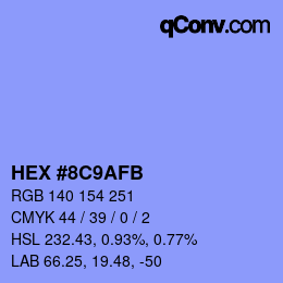 Code couleur: HEX #8C9AFB | qconv.com