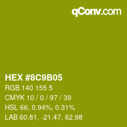 颜色代码: HEX #8C9B05 | qconv.com