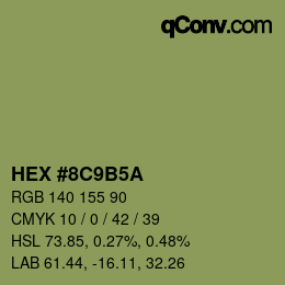 Color code: HEX #8C9B5A | qconv.com