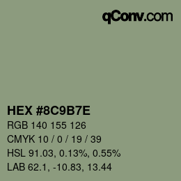 Color code: HEX #8C9B7E | qconv.com