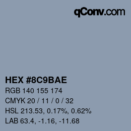 Color code: HEX #8C9BAE | qconv.com