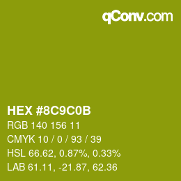 Color code: HEX #8C9C0B | qconv.com