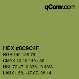 Color code: HEX #8C9C4F | qconv.com