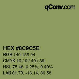 Code couleur: HEX #8C9C5E | qconv.com