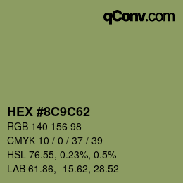 Color code: HEX #8C9C62 | qconv.com