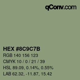 Color code: HEX #8C9C7B | qconv.com