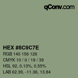 Farbcode: HEX #8C9C7E | qconv.com
