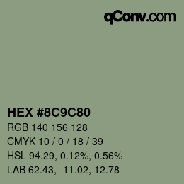 Color code: HEX #8C9C80 | qconv.com