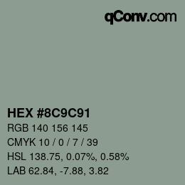 Color code: HEX #8C9C91 | qconv.com