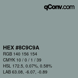 Código de color: HEX #8C9C9A | qconv.com