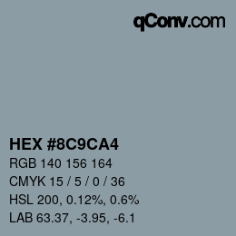 Color code: HEX #8C9CA4 | qconv.com