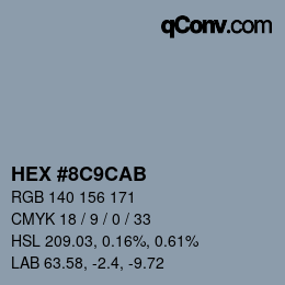 Color code: HEX #8C9CAB | qconv.com